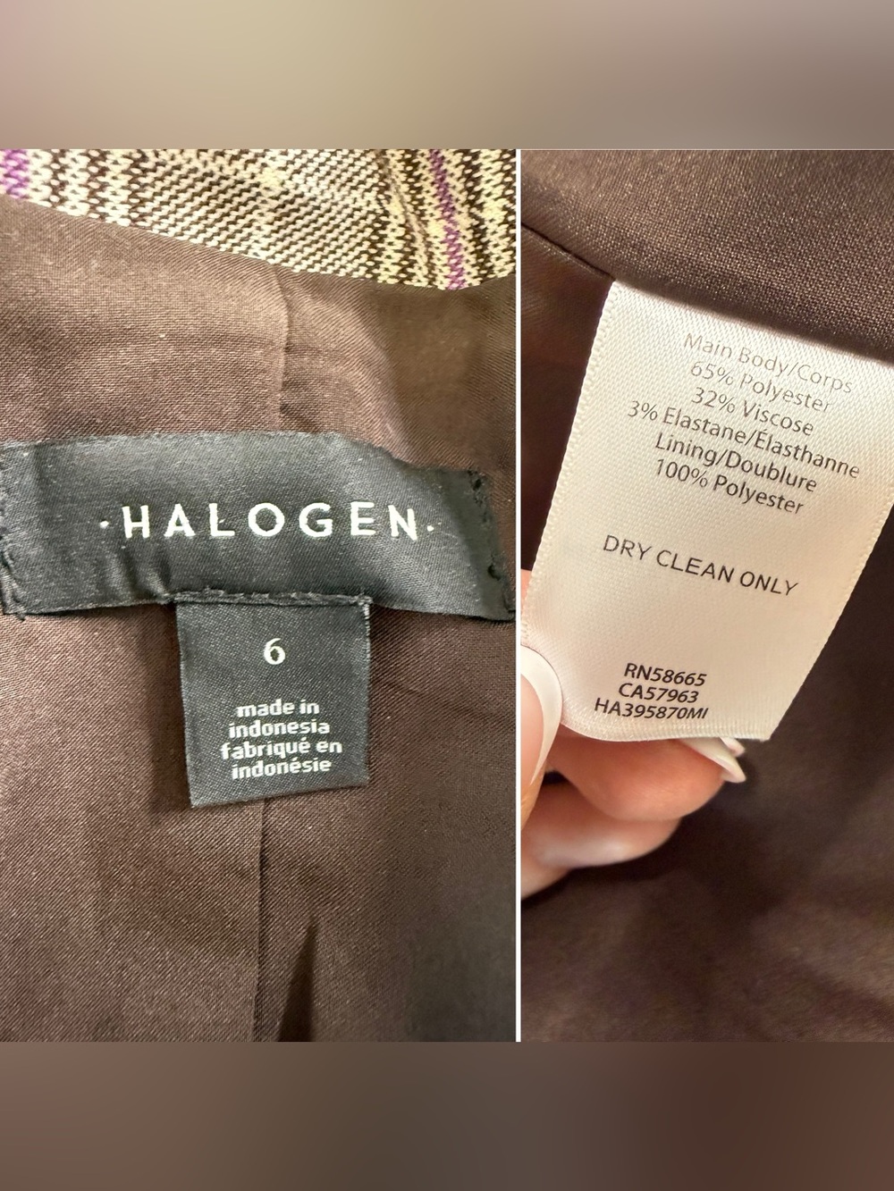 Halogen Prince of Wales Plaid Tailored Blazer Office Heritage Equestrian Size 6 - Picture 9 of 13